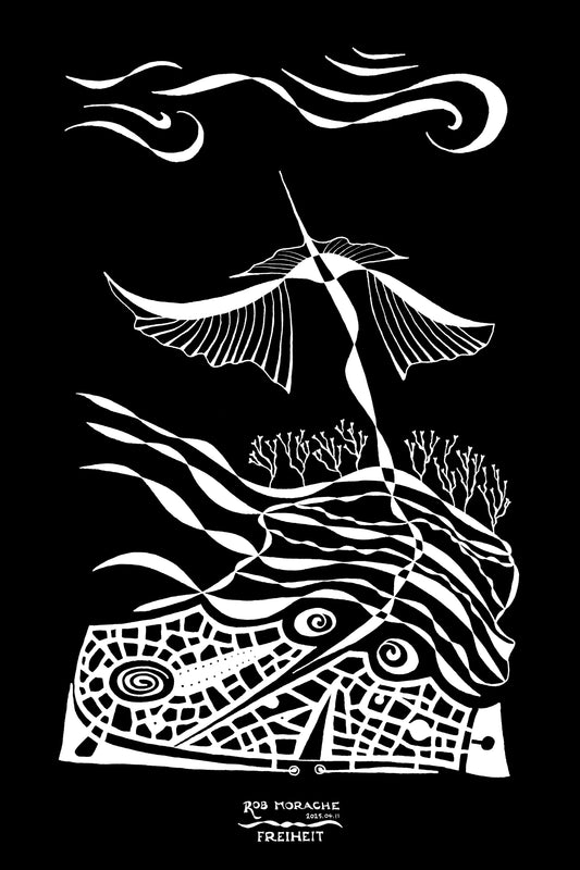 "Freiheit" - Ink Drawing 2025.04.11 black