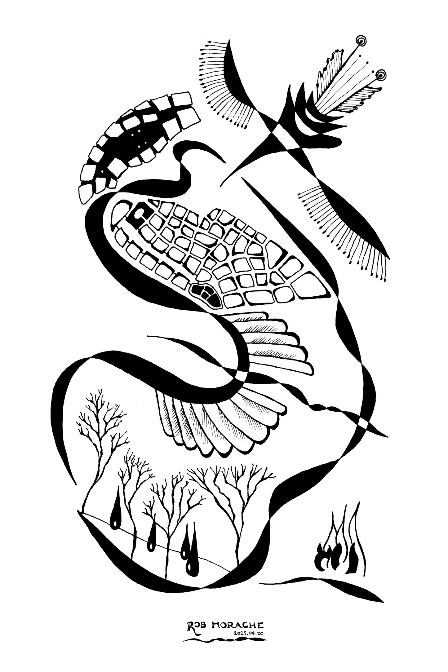 ink Drawing - 2025.04.20 white