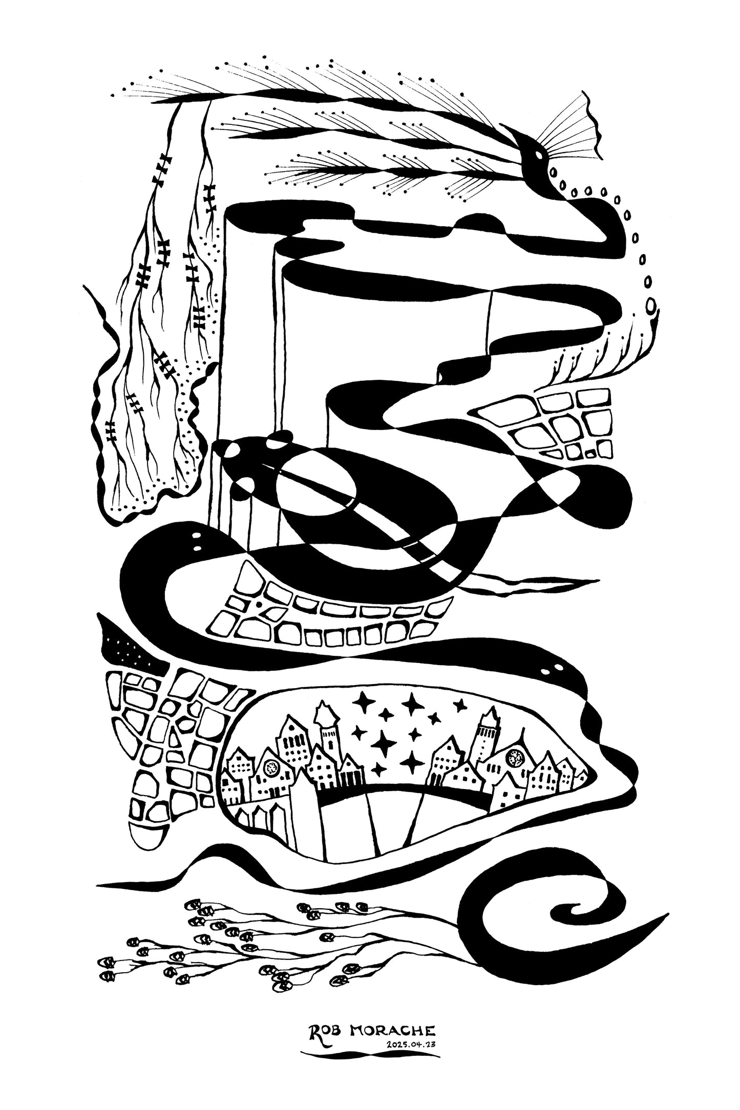 Ink Drawing 2025.04.23 white