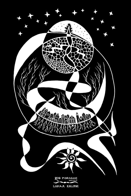 "Lunar Eclipse" - Ink Drawing 2025.09.07 black