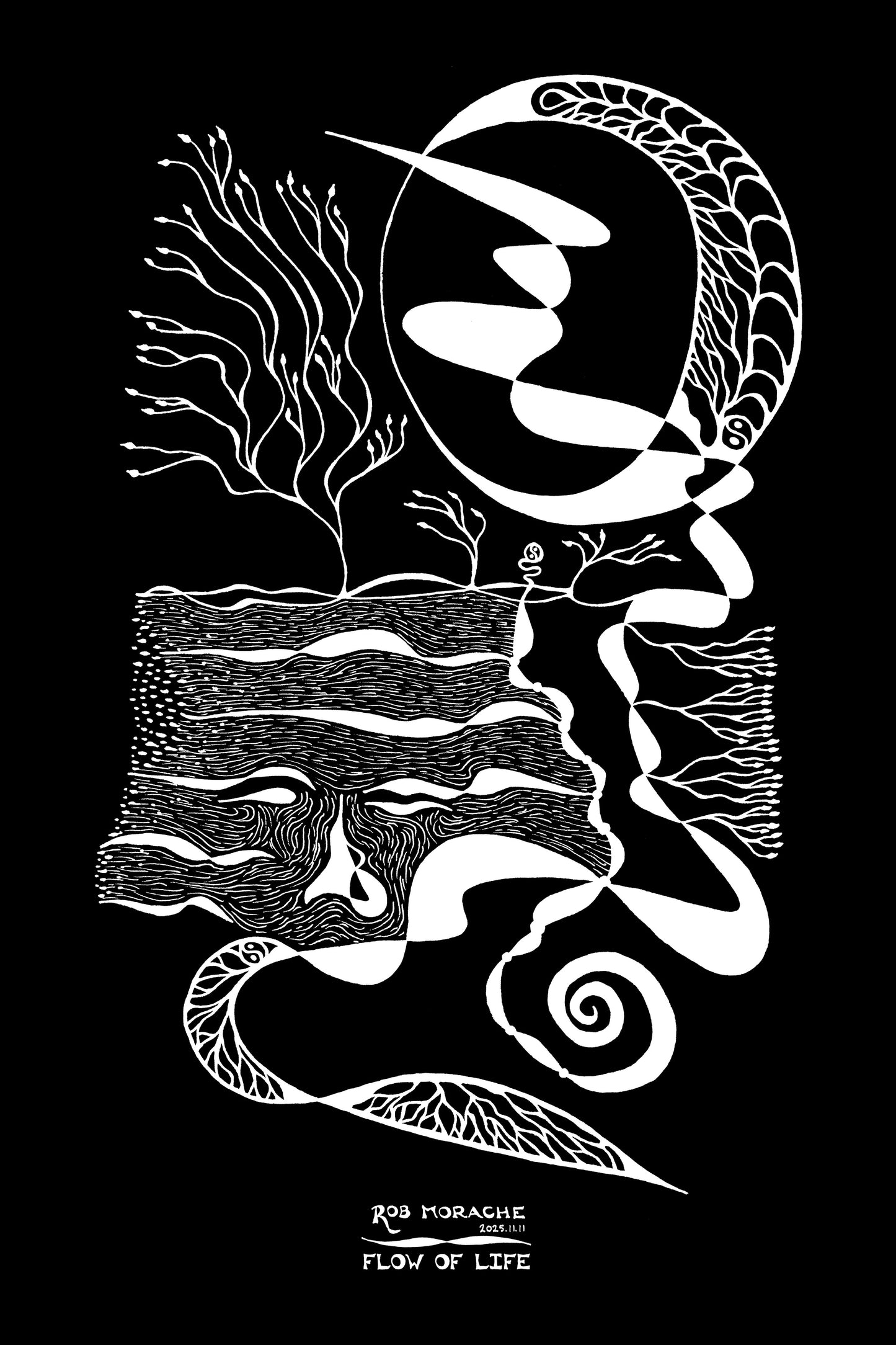 "Flow of Life" - Ink Drawing 2025.11.11 black