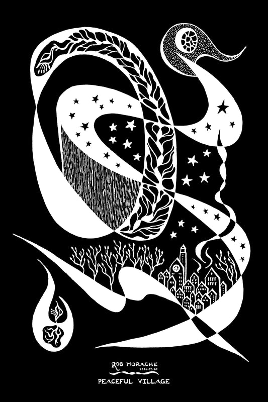 "Peaceful Village" - Ink Drawing 2026.03.20 black